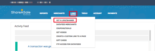 Get an Affiliate Link in ShareASale