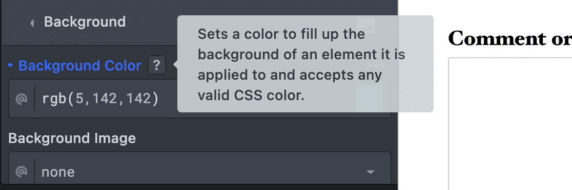 Viewing a tooltip in CSS Hero