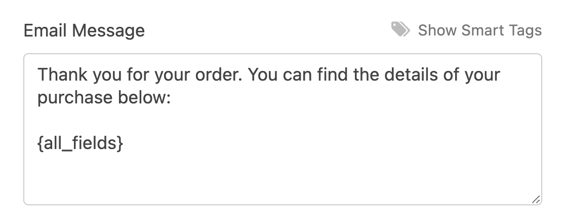 Editing the email message for a dropshipping email receipt
