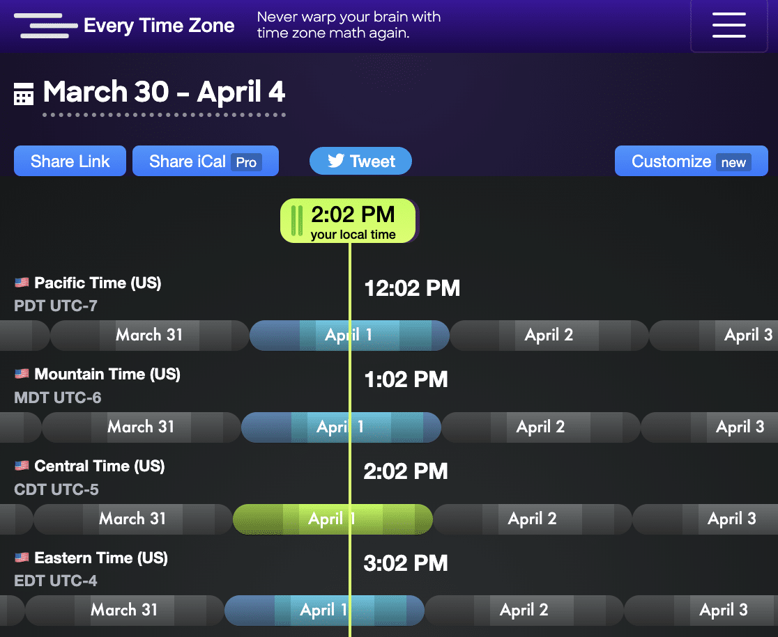 The Every Time Zone app