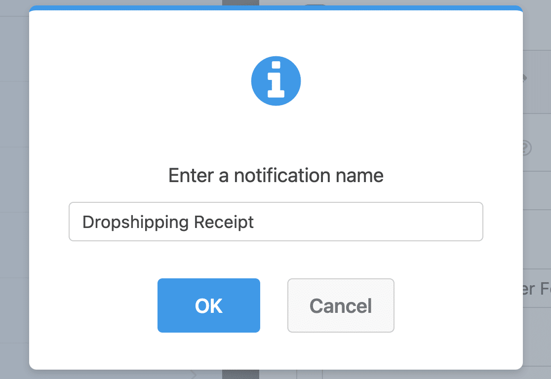 Naming an email notification for dropshipping