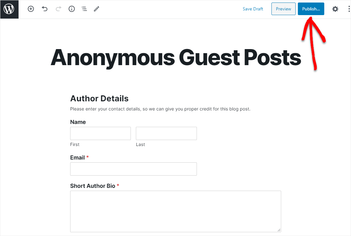 publish anonymous guest post form
