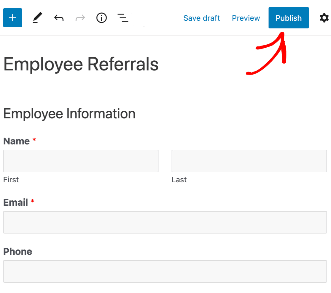 Publishing your employee referral form