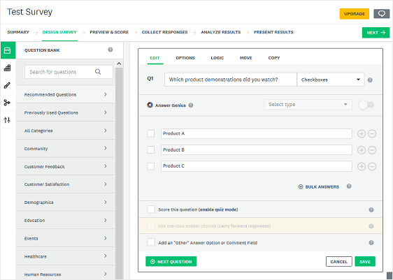 surveymonkey interface