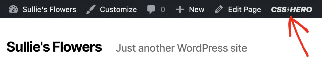Opening CSS Hero in the WordPress admin toolbar