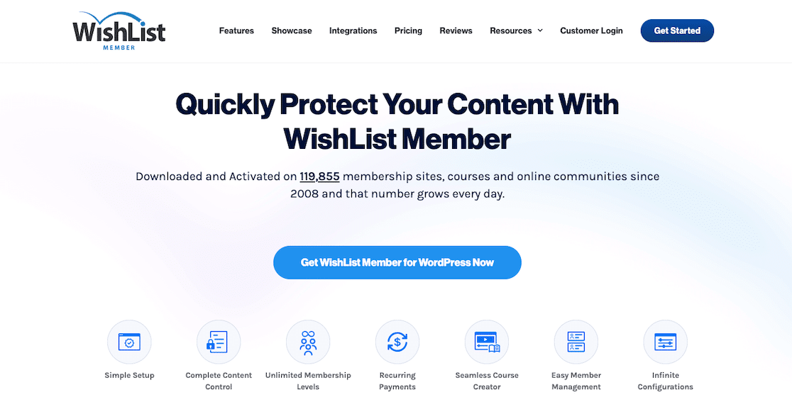 The WishList Member homepage