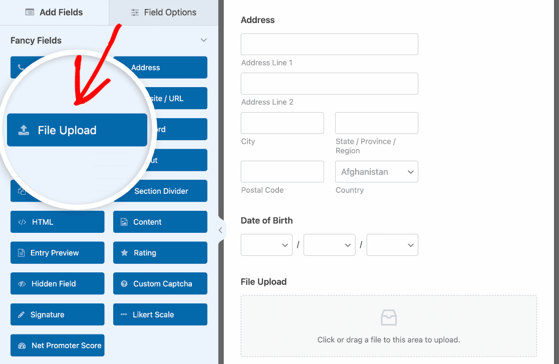 Adding a File Upload field to your employee information form