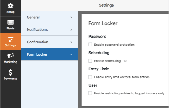 form locker settings