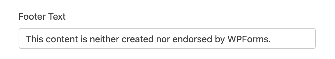 The footer text option in the form page settings