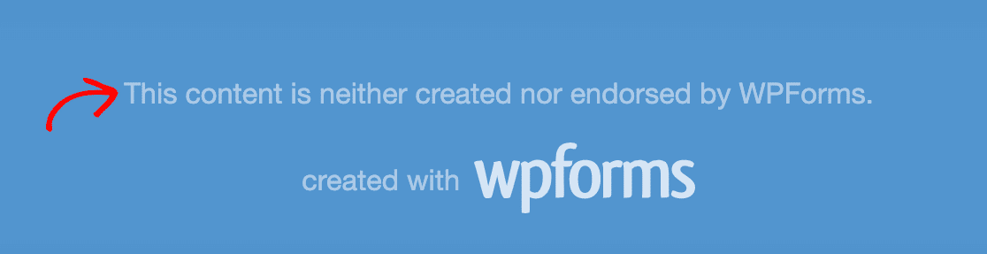 The default WPForms form page footer text