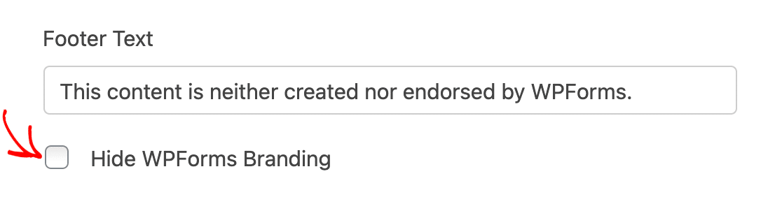 The option to hide WPForms branding on your form page