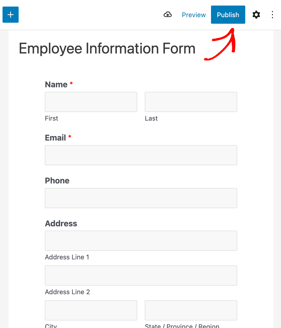 Publishing your employee information form
