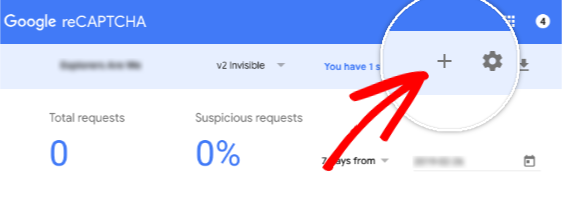 Existing reCAPTCHA users can click plus icon to add new site