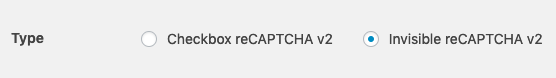 Select type of reCAPTCHA to use