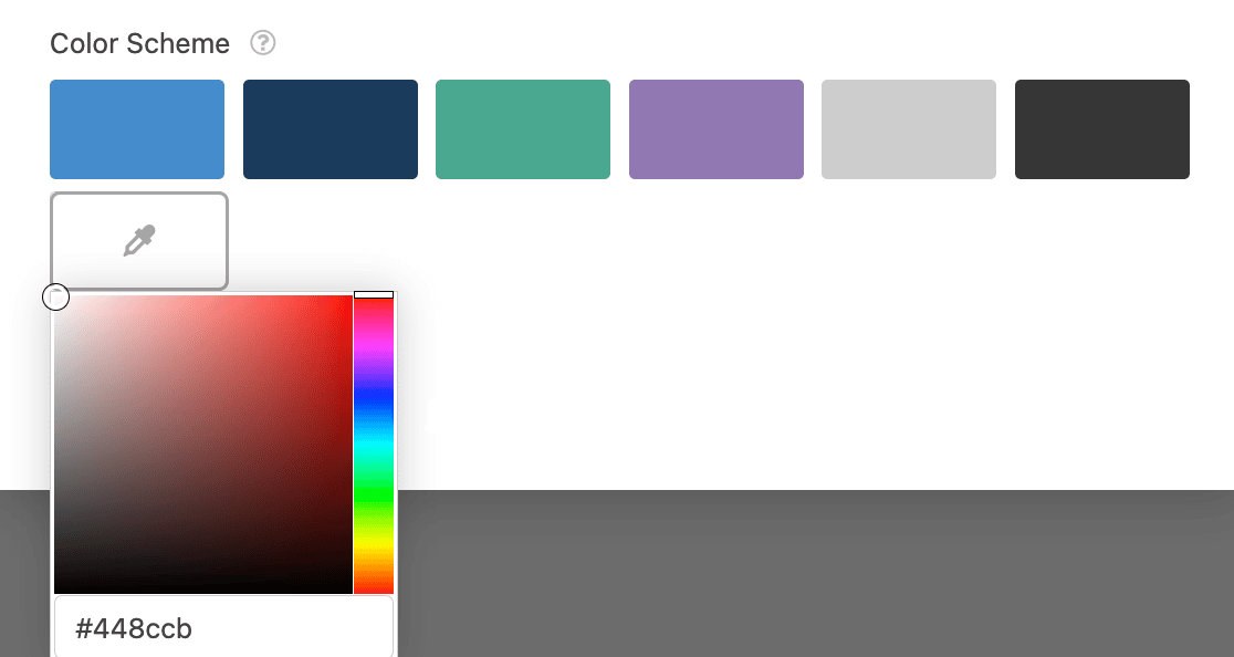 Using the color picker to set the color scheme for a conversational form