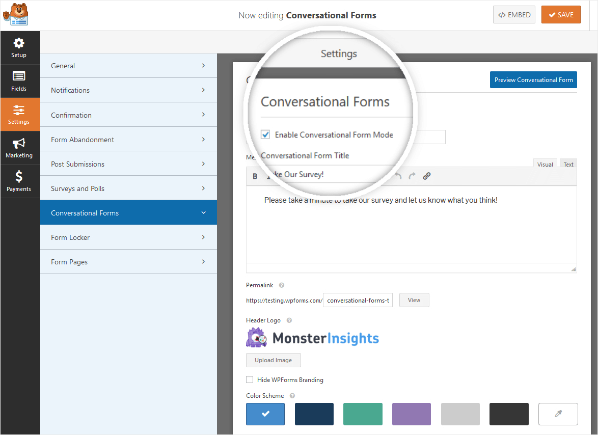 conversational forms enable mode