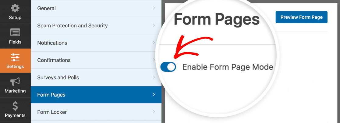 Enabling Form Page Mode