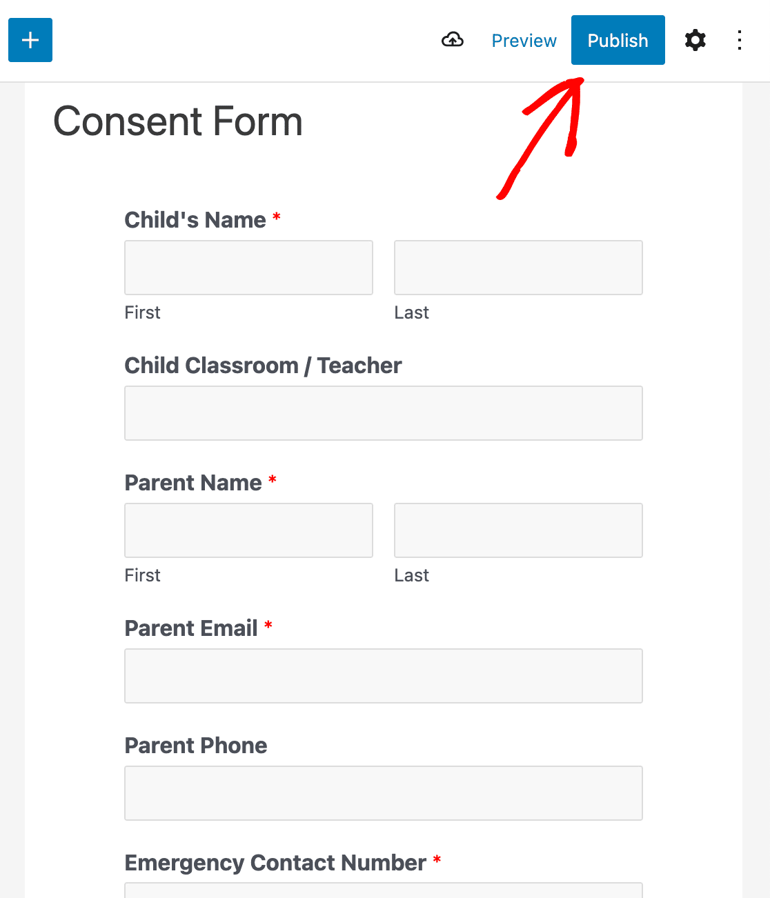 Publishing your parental consent form