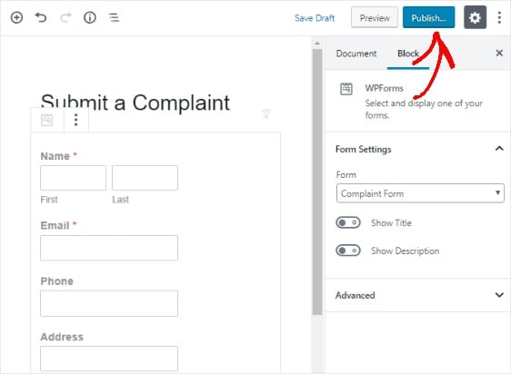 publish-complaint-form-on-new-page