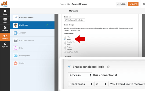 WPForms Conditional Newsletter Signup Form