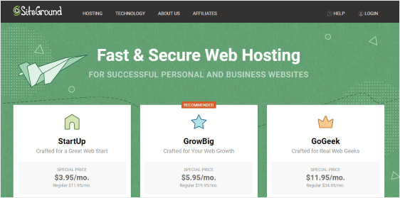 SiteGround shared hosting