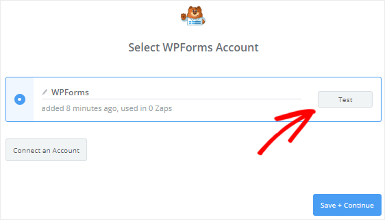 test connection between Zapier and WPForms