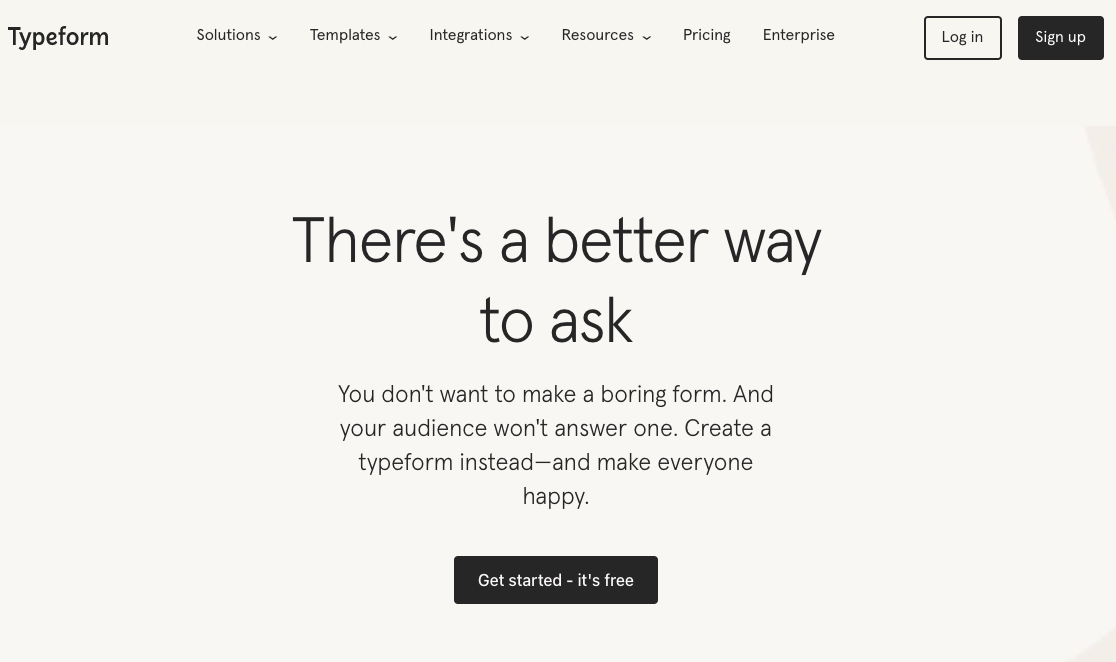 The Typeform homepage