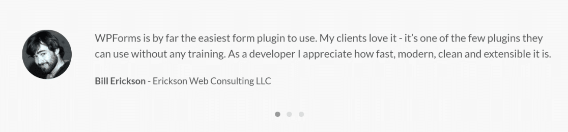 WPForms testimonial