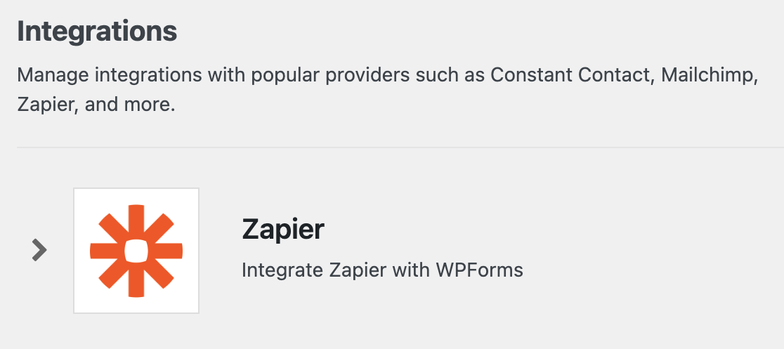 The WPForms Zapier integration