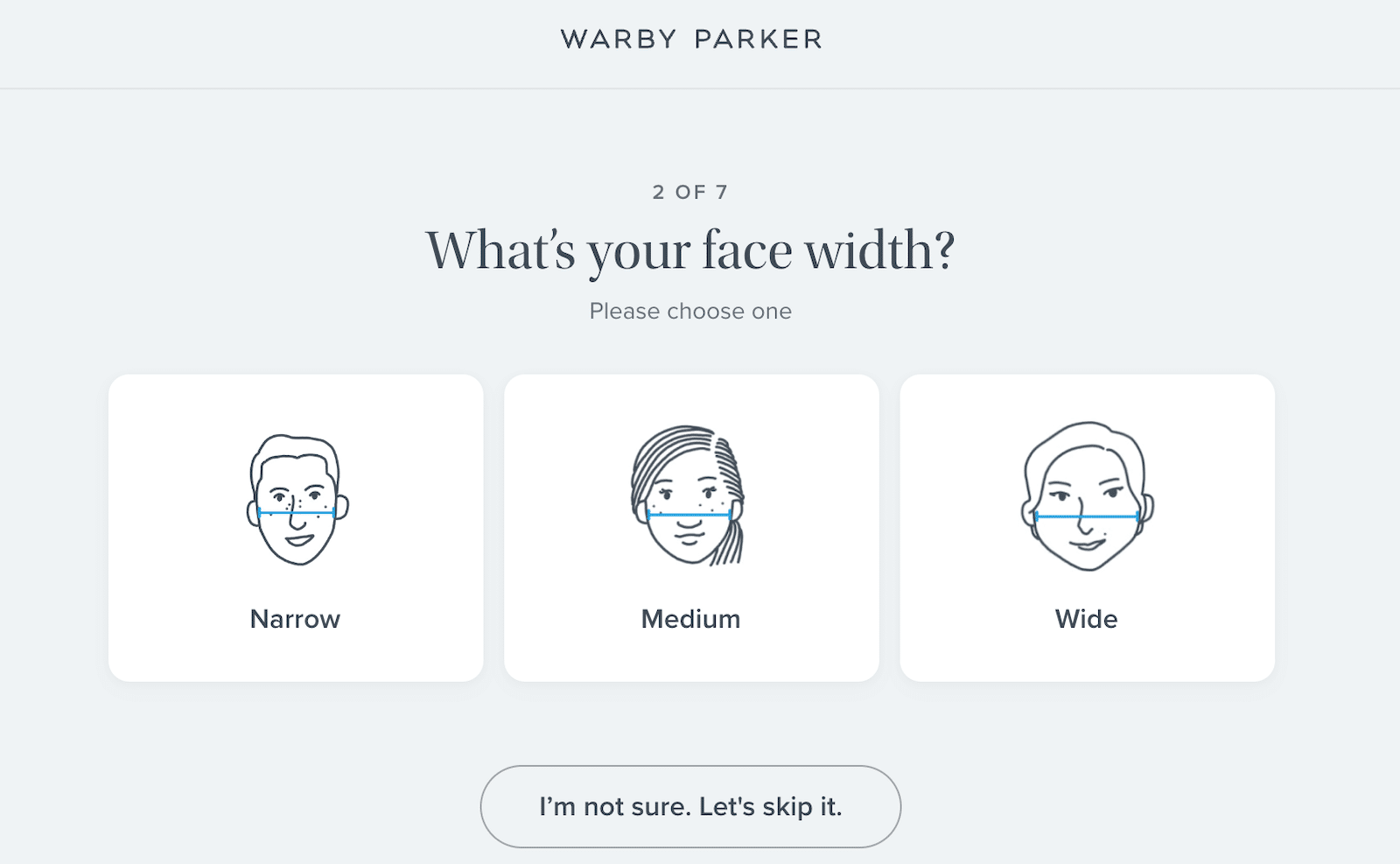 Warby Parker's fit quiz.