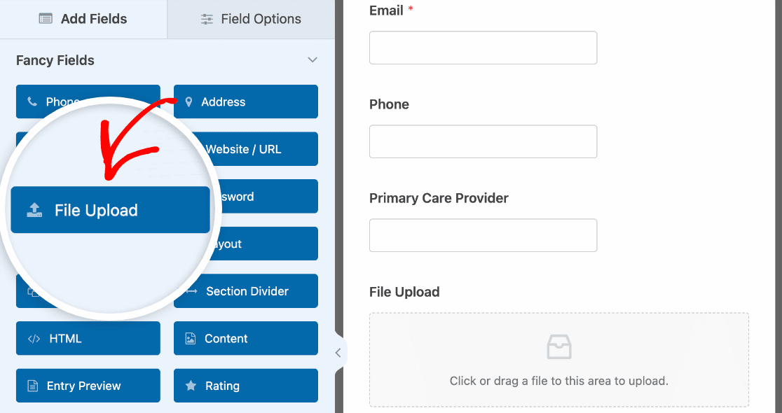 Adding a Filed Upload field to your emergency contact form