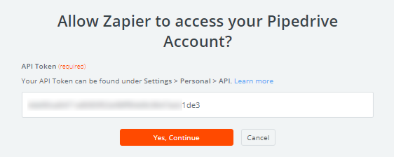 Allow Zapier to access Pipedrive account