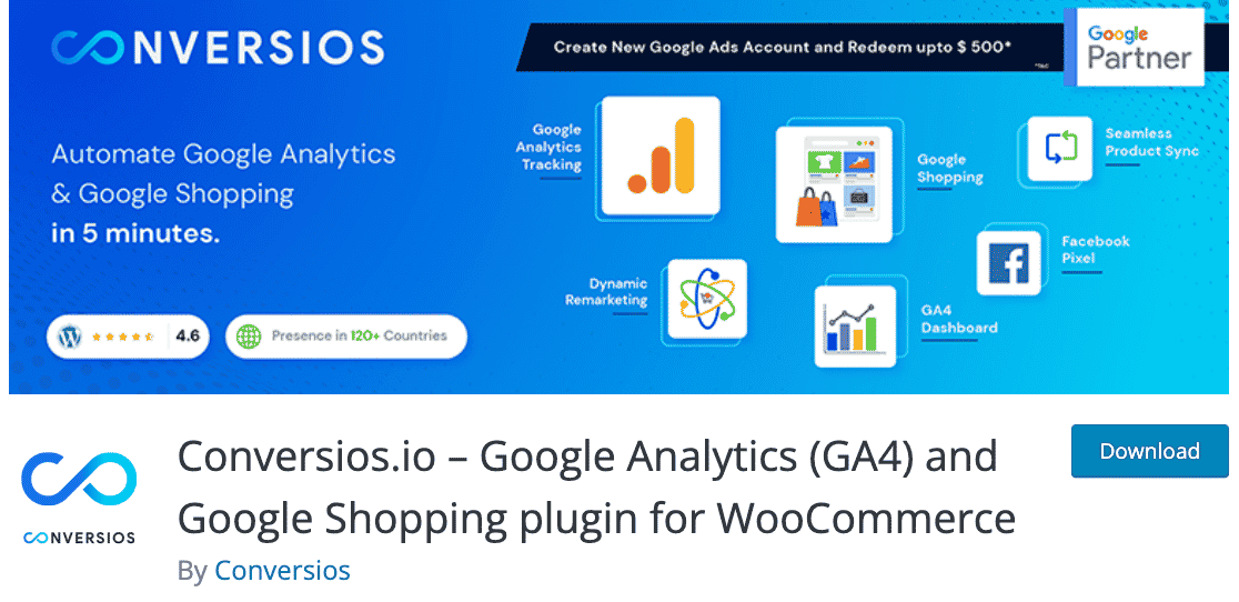 Conversios Google Analytics plugin for WooCommerce