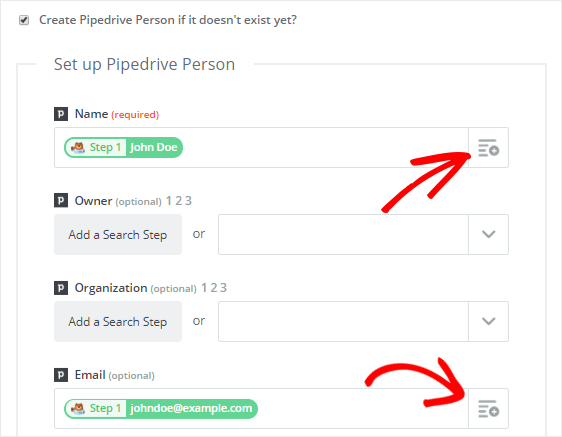 Create new Pipedrive person