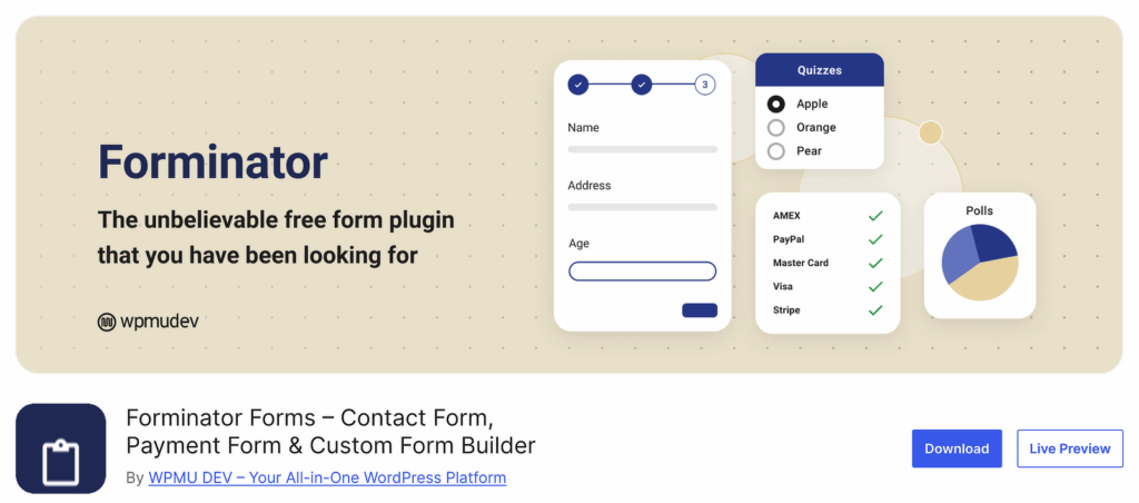 repositório de plugins do forminator para wordpress