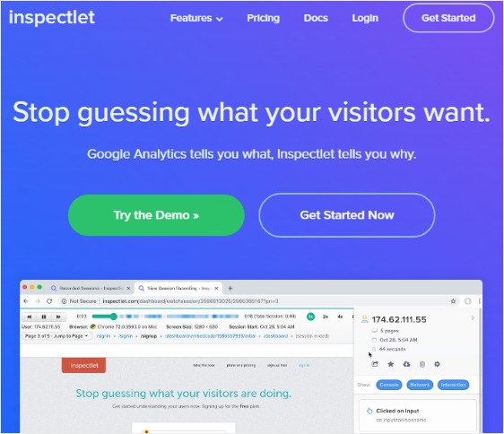 inspectlet homepage increase conversions