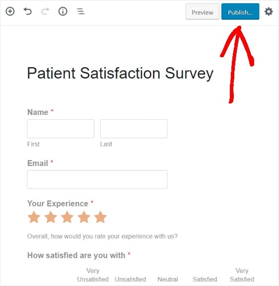 publish patients survey on new page