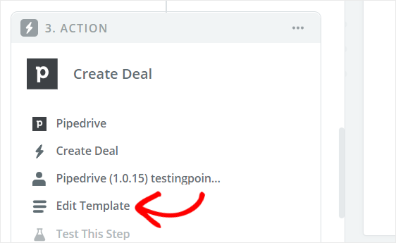 Select edit template to create pipedrive wordpress form