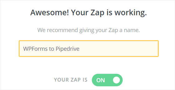 WPForms to WordPress Pipedrive form zap
