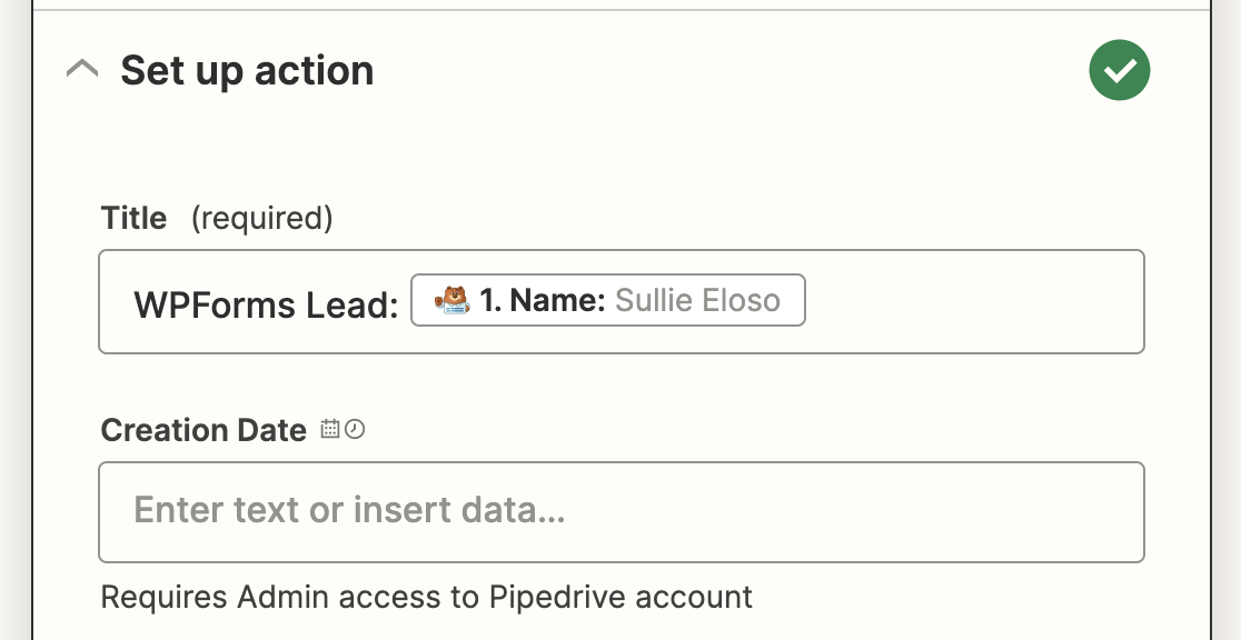 Adding a title to your Pipedrive deal template in Zapier