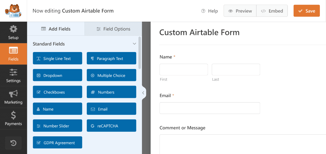 Contact form template loaded