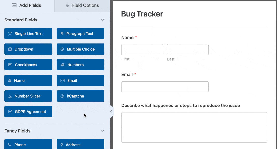 Adding a Single Line Text field to a Bug Tracker form