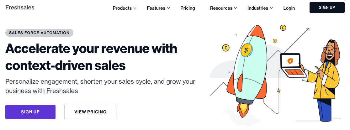 The Freshsales homepage