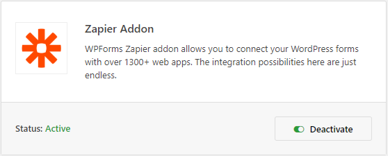 Install and Activate Zapier addon