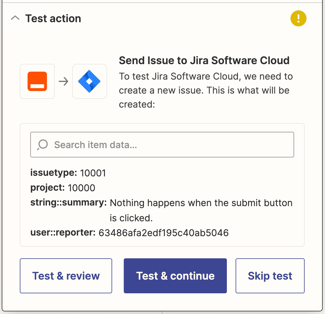 Testing your Jira connection in Zapier