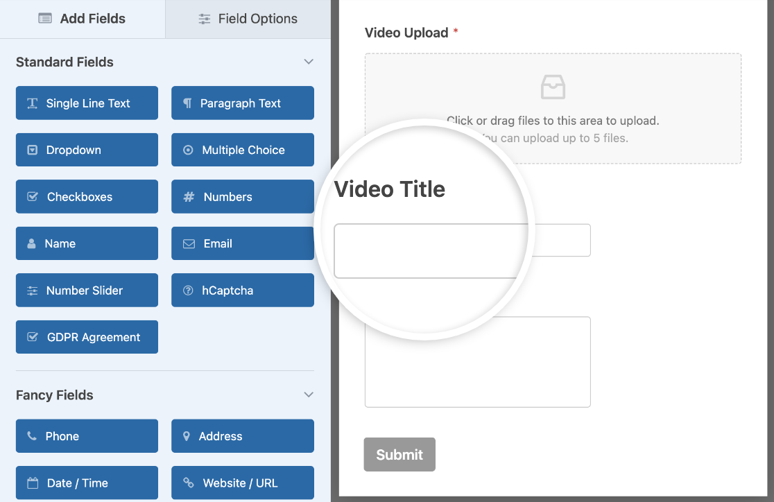 Adding a Video Title field to a YouTube upload form