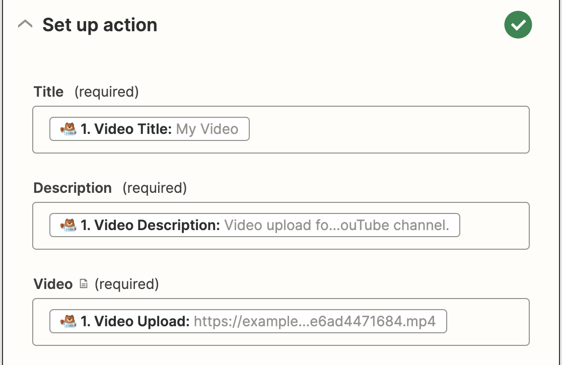 Mapping fields from your video upload form to YouTube in Zapier