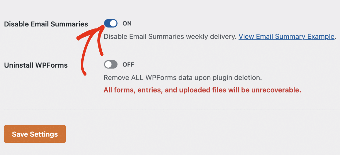 Disable email summaries