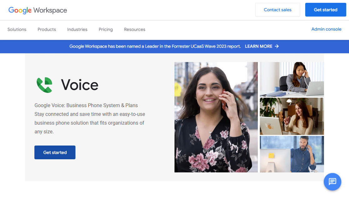 the google voice homepage