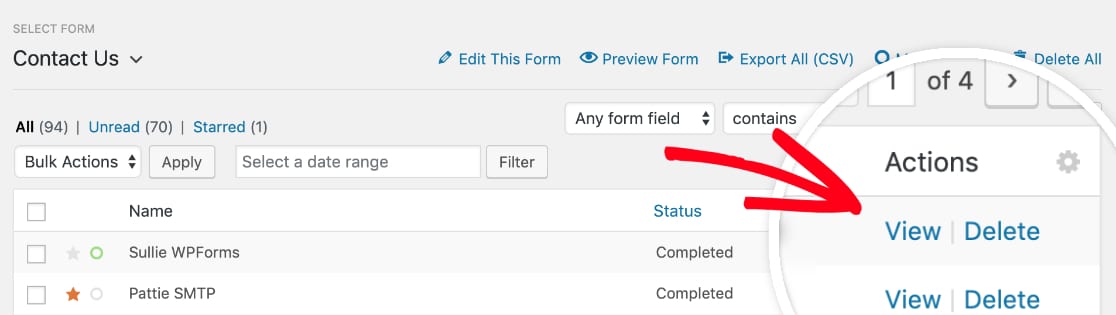 Click View for an individual entry - WPForms Click View for an individual entry